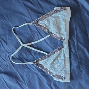 Free People Intimately Bralet, blue with silver sequins, M